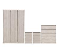 Malvern 3 Door Wardrobe Bedroom Set Urban Snow Beige 4 Items