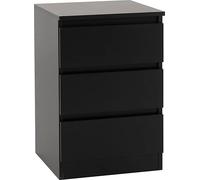 MALVERN 3 DRAWER BEDSIDE - BLACK - SECONIQUE | TJ Hughes