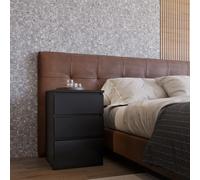 Malvern 3 Drawer Bedside Chest Matt Black Modern Storage Freestanding Bedroom