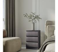 Seconique Malvern 3 Drawer Bedside - L40 X W40 X H60 Cm - Grey