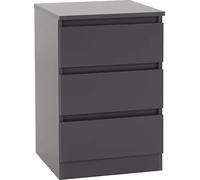 Seconique Malvern 3 Drawer Bedside - Grey, Grey