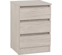 Malvern 3 Drawer Bedside in Beige Urban Snow Finish Recessed Handles