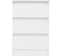 Seconique Malvern 3 Drawer Bedside - White, White