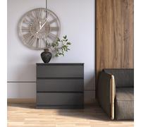 Seconique Malvern 3 Drawer Chest Grey Recessed Handles Metal Runners