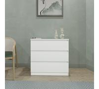 Seconique Malvern 3 Drawer Chest In White Recessed Handles