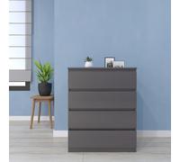 Malvern 4 Drawer Chest Matt Grey Large Modern Storage Freestanding Bedroom