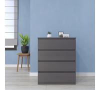 Seconique Malvern 4 Drawer Chest - Grey, Grey
