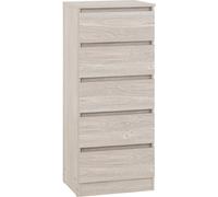 Malvern 5 Drawer Narrow Chest Urban Snow Beige Recessed Handles