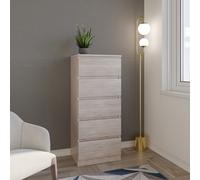 Malvern 5 Drawer Narrow Chest Urban Snow Beige Recessed Handles