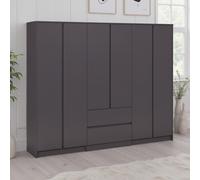 Malvern 6 Door 2 Drawer Wardrobe Matt Grey Modern Storage Hanging Rail