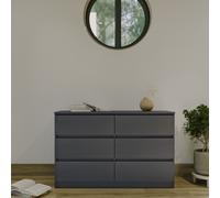 Seconique 6-Drawer Chest Malvern – Recessed Handles, Metal Runners – Grey