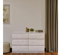Malvern 6 Drawer Chest Urban Snow Grey Beige Oak Modern Large Storage
