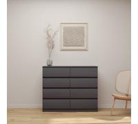 Malvern 8 Drawer Chest Matt Grey Large Modern Storage Freestanding Bedroom