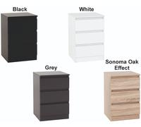 Seconique Malvern 3 Drawer Bedside White