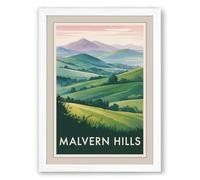 Malvern Hills Landscape Vintage Framed Wall Art Print A3 (42×29.7cm) White, Wall Decor for Living Room, Bedroom, Office & Home, Ready to Hang, Art Gift