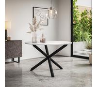 More4Homes Malvern Round Dining Table 4-6 Seater w Solid Black Oak Legs in White More4Homes White