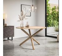 More4Homes Malvern Round Dining Table Oak Effect Table Top W Solid Oak Legs