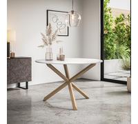 More4Homes Malvern Round Dining Table 4-6 Seater w Solid Oak Legs in White More4Homes White