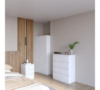 Malvern Trio Bedroom Set Wardrobe Chest of Drawers Bedside White Finish