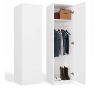 Malwa Topeshop White Slim Wardrobe With Push-To-Open Door And Adjustable Storage, 50 X 180 X 50 Cm