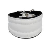 MALWERA White Hand Made Greyhound Lurcher Whippet Real Leather Dog Puppy Collar (14