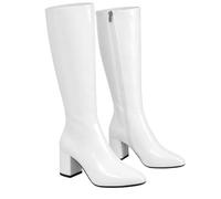 Malyqora Women's Knee High Boots Square Toe Chunky Heel Retro Tall Boot | Side zipper fall fashion boots for ladies comfortable block heel daily wear wide calf friendly vintage shoes