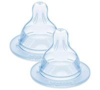 MAM 0+ Months Baby Bottle Nipples (2 Pack) - Silicone Teats 0 Slow Speed Flow 0 Speed - Ultra-Soft Flat Teats for Newborn Babies