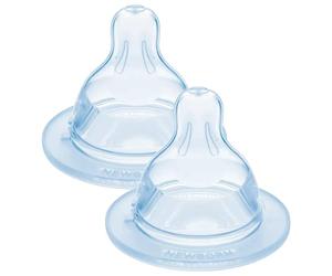 MAM 0+ Months Baby Bottle Nipples (2 Pack) - Silicone Teats 0 Slow Speed Flow 0 Speed - Ultra-Soft Flat Teats for Newborn Babies