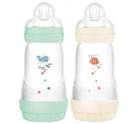 MAM 2 Baby Bottles Easy Start 260 ml 2 Months and + Flow 2 (Colour :