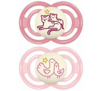 MAM 2 Soothers Perfect Night Animals18 Months and + (Model : Felines and Birds)