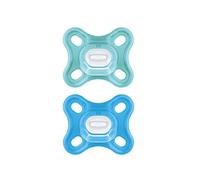 MAM 2 x 100% Silicone Soothers for Newborns with Pacifier Cover 0-3 Months Blue