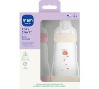 MAM - 2 x Easy Start Anti-Colic Bottles 2+ Months Medium Flow (2 x 260 ml) Candy + Cotton - Feeding Bottle to Reduce Baby Colic and Discomfort - Breastfeeding Compatible Baby Bottle