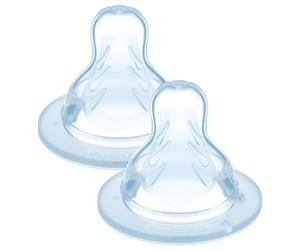 MAM 6+ Months Baby Bottle Nipples (2 Pack) - Ultra-Fast Speed X-Flow Silicone Teats - Ultra-Soft Flat Baby Teats