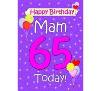 Mam 65th Birthday Card (Lilac) - from Son Daughter Gift Idea Greeting Blank Inside Envelope Included UK