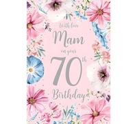 Mam 70th Birthday Card - Age 70 - Artistic Floral Design - Special Finishes and Illustrated Insert Leaf - Made in the UK - Eco-Friendly