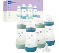 MAM 9oz Easy Start Anti-Colic Wide Neck Baby Bottle, Medium Flow Breastfeeding-Like Nipple, Reduces Colic Gas & Reflux, Easy to Clean, BPA Free, 2+ Months, Made in Europe, Bonus Fast Flow Nipple, 4 Pk