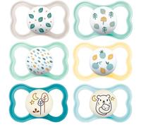 MAM Air Day & Night Silicone Dummies 6-16 Tooth-Friendly Baby Dummy, Extra Light and Airy Shield Design with 3 Steril. Boxes, 6+ Months, Mixed, Pack of 6