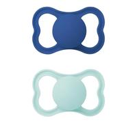 MAM Air Dummy in Set of 2, Skinsoft Silicone with Soother Holder, 16+ Months, Light Blue (Assorted Models)