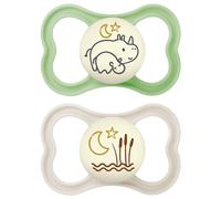 MAM Air Night Pacifiers (2 pack), MAM Sensitive Skin Pacifier 6+ Months, Glow in the Dark Pacifier, Best Pacifier for Breastfed Babies, Unisex Baby Pacifiers