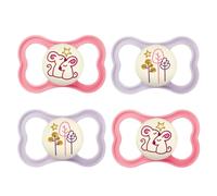 MAM Air Night Silicone Dummies 16+ MAM Air Night Girl Mix // Set of 4 // Includes 2 Sterilised Transport Boxes