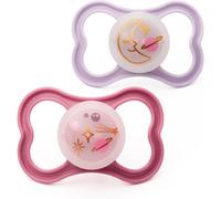 MAM Air Night Soothers | 6-18 Months | 2 Pack | Glow in The Dark Dummies | Comes in Dummy Steriliser Case | Baby Accessories | Pink/Lilac (Various