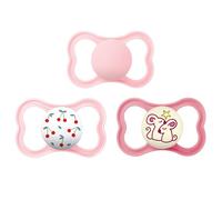 MAM Air Night & Day Baby Pacifier, for Sensitive Skin, Glows in The Dark, 6-16 Months, Girl, 3 Count (Pack of 1)