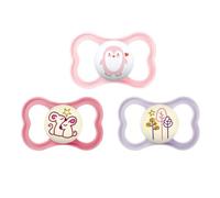 MAM Air Night & Day Baby Pacifier, for Sensitive Skin, Glows in The Dark, 6-16 Months, Girl, 3 Count (Pack of 1)