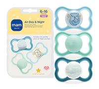 MAM Air Pacifier for Babies 6-16 Months, Extra Air Flow for Sensitive Skin, Glows in The Dark, Developed with Medical Experts, BPA-Free Skin Soft Silicone, 3 Count, Made in Europe