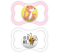 MAM Air Pacifier in Set of 2, Skinsoft Silicone with Soother Case, 16+ Months, Pink