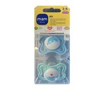 MAM Air S228 Pacifier - Shield with extra large holes for Sensitive Skin, Silicone, 0+ months old, Blue (2 units)
