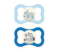 MAM Pacifier Air S231 ? Shield with Extra Large Holes for Sensitive SkinsoftTM Ultra Soft Silicone Teat for Babies 6+ Months, Blue, with