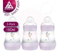 MAM Anti-Colic Baby Feeding Bottle│Slow Flow Teat│SelfSterilising│160ml│3Pk