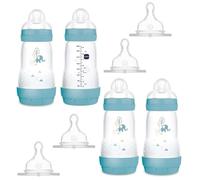 MAM Anti-Colic Bottle 260 ml Pack of 4 Including 8 Teats // Size 1 & 2 from Birth