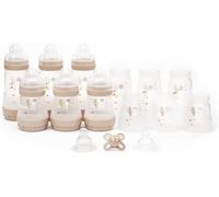 MAM Anti-Colic Bottle and Dummy Set, 17 Pieces, Linen (Designs Vary) | For 6x Complete Feeding Bottles, Sizes Up As Baby Grows, With MAM Original Start 0-2M Soother, Newborn Essentials
